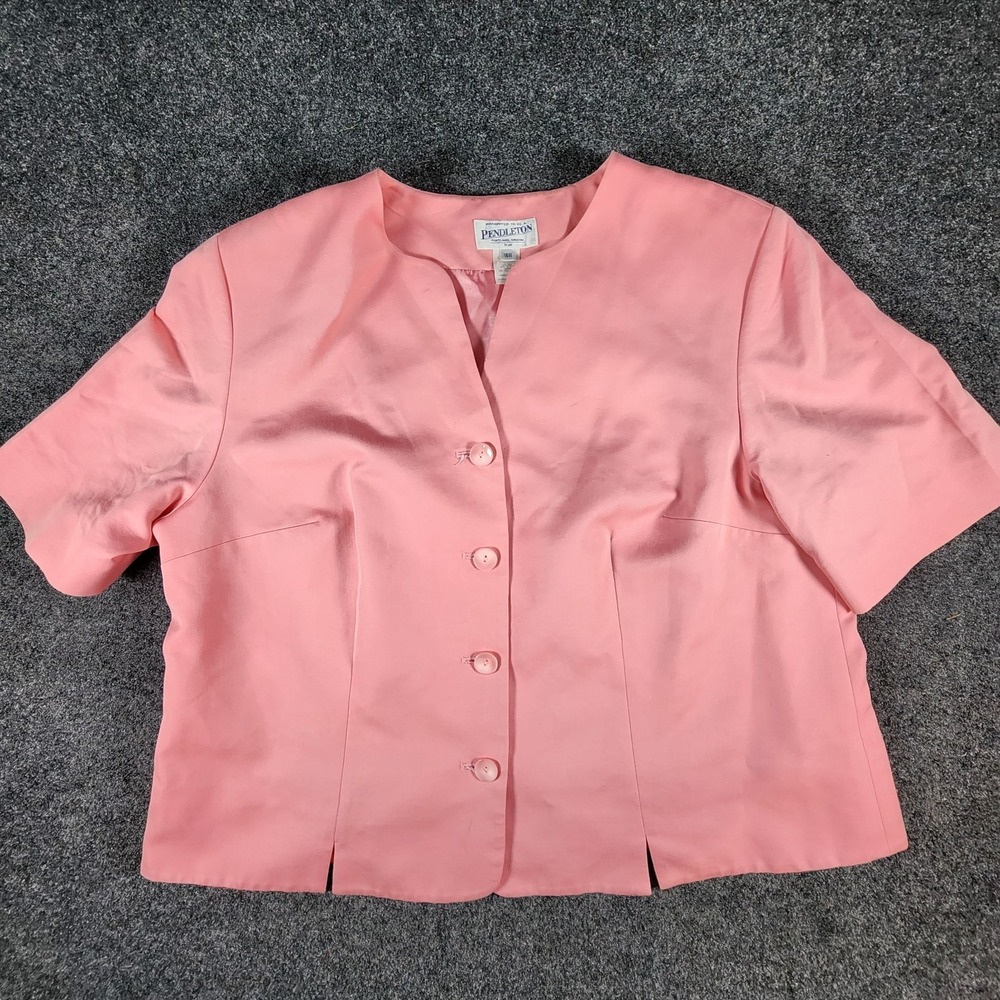VTG Pendleton Women's Size 18 Silk Blend Short Sleeve Blazer‎ Top Pink